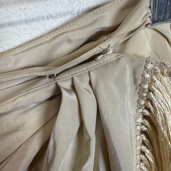 Vintage Ralph Lauren Silk Floral Wrap Fringe Mini Skirt Sz 4 Western Y2K FLAWED - Picture 4 of 12